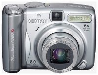 Canon PowerShot A720IS Silver 8.0Mpx,3264x2448,640480 video,6 ./4 .,16Mb,SD-Card,MMC,200 .