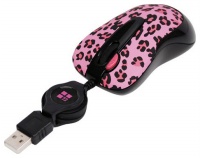 A4 Tech GOL-60P Pink Lux Leopard Retractable Optical Mouse, 2Click, 800dpi, USB.