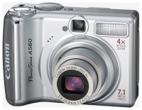 Canon PowerShot A560 Silver 7.0Mpx,3072x2304,640480 video,4 ./4 .,16Mb, SD-Card,165.