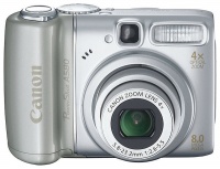 Canon PowerShot A580 Silver 8.0Mpx,3264x2448,640480 video,4 ./4 .,32Mb,MMC,SD-Card,175.