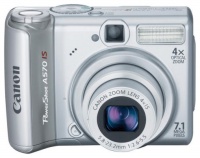 Canon PowerShot A570IS Silver 7.1Mpx,3072x2304,640480 video,4 ./4 .,16Mb,SD-Card,MMC,175 .