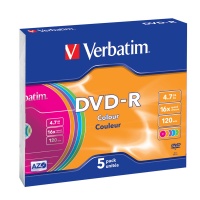 Verbatim 4.7Gb DVD-R 16x Color Slim (43557)